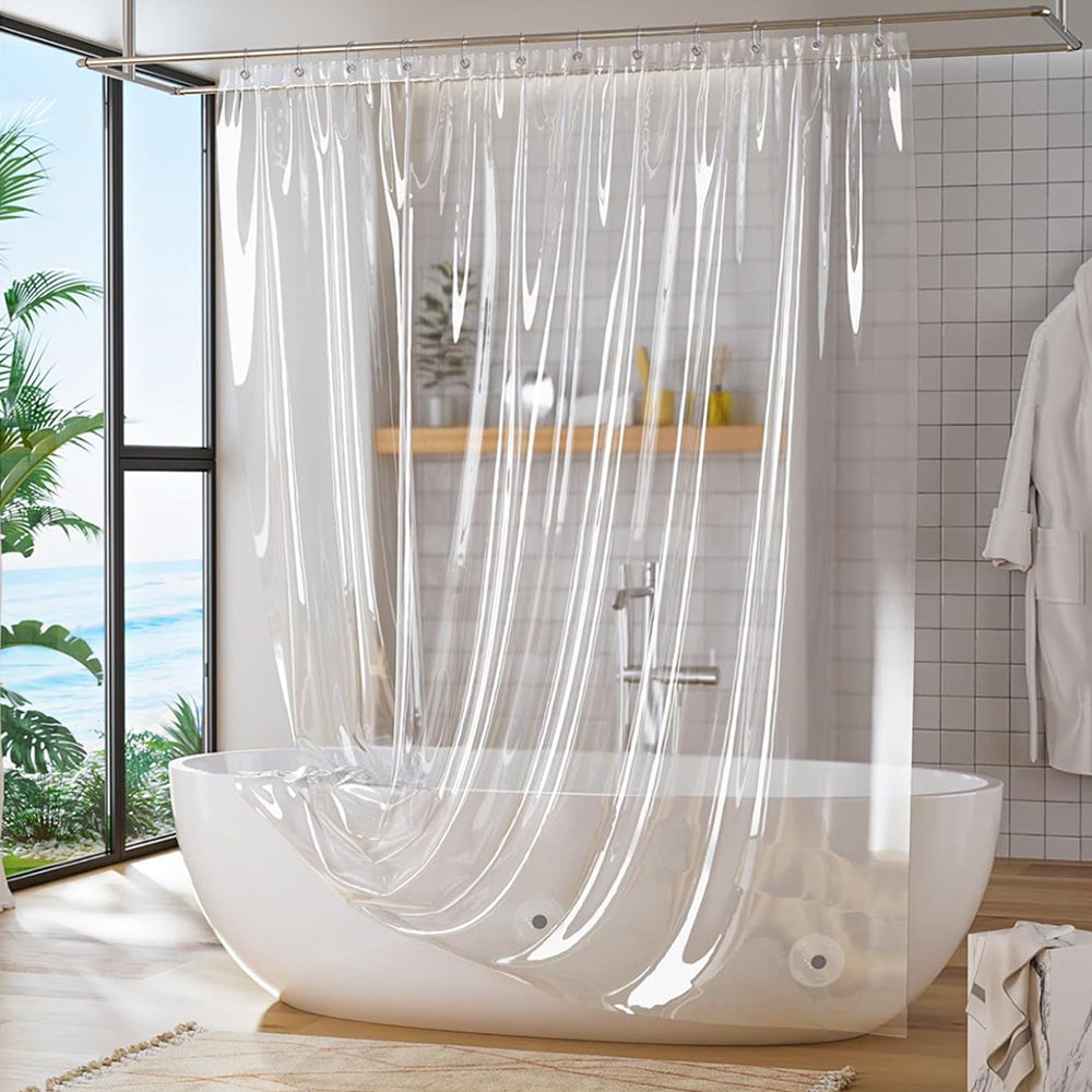 PEVA Waterproof Plastic Bathroom Shower Curtain with Rust Proof Grommets Clear