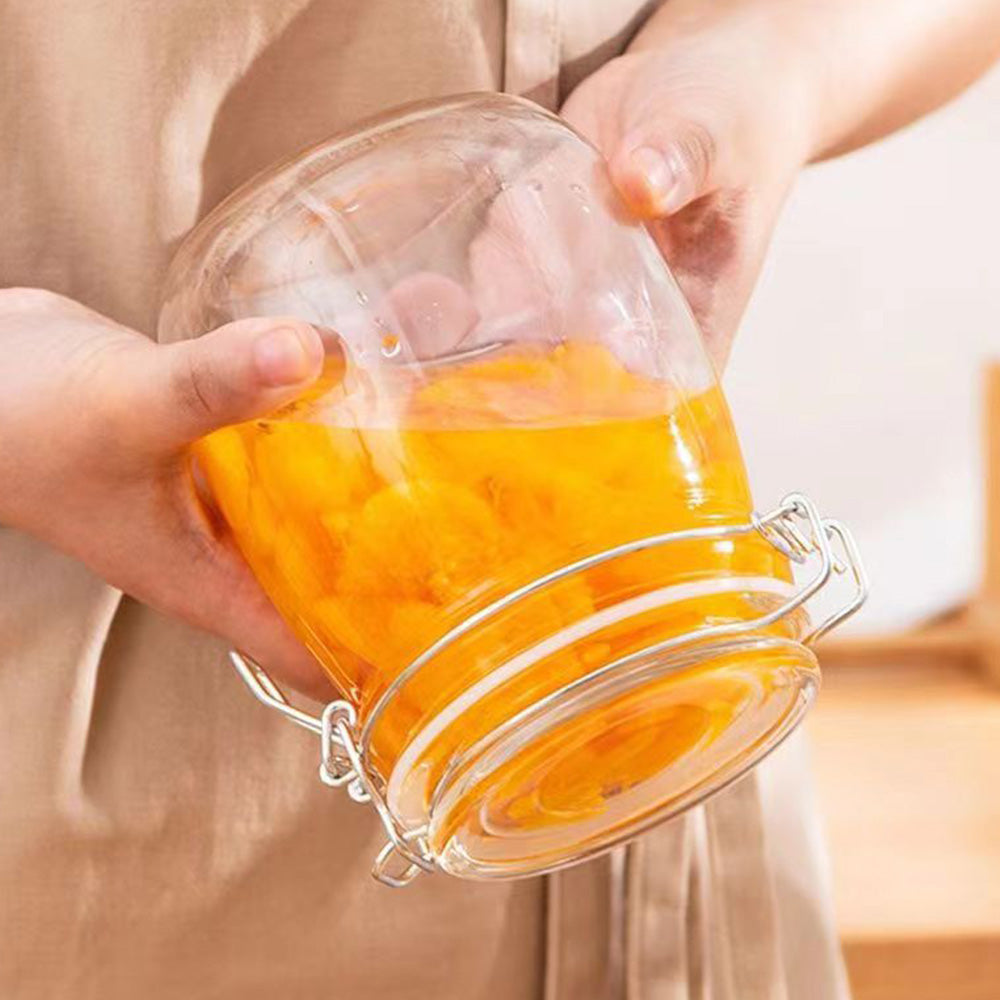 1000ml Clear Glass Airtight Storage Jar with Clamp Lid and Silicone Seal