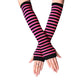 3 Pairs Women Fingerless Arm Warmers Striped Knit Winter Gloves