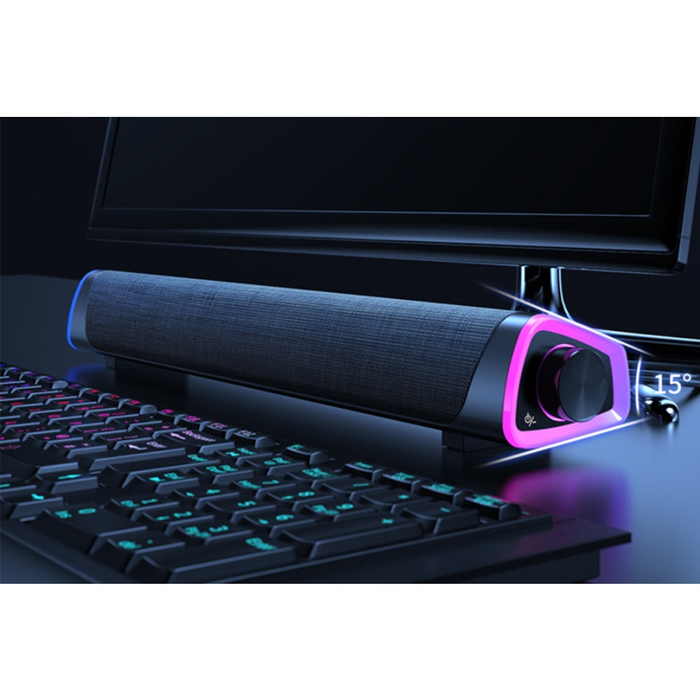 Bluetooth Computer Speakers with Colorful LED Lights for Desktop Monitor
