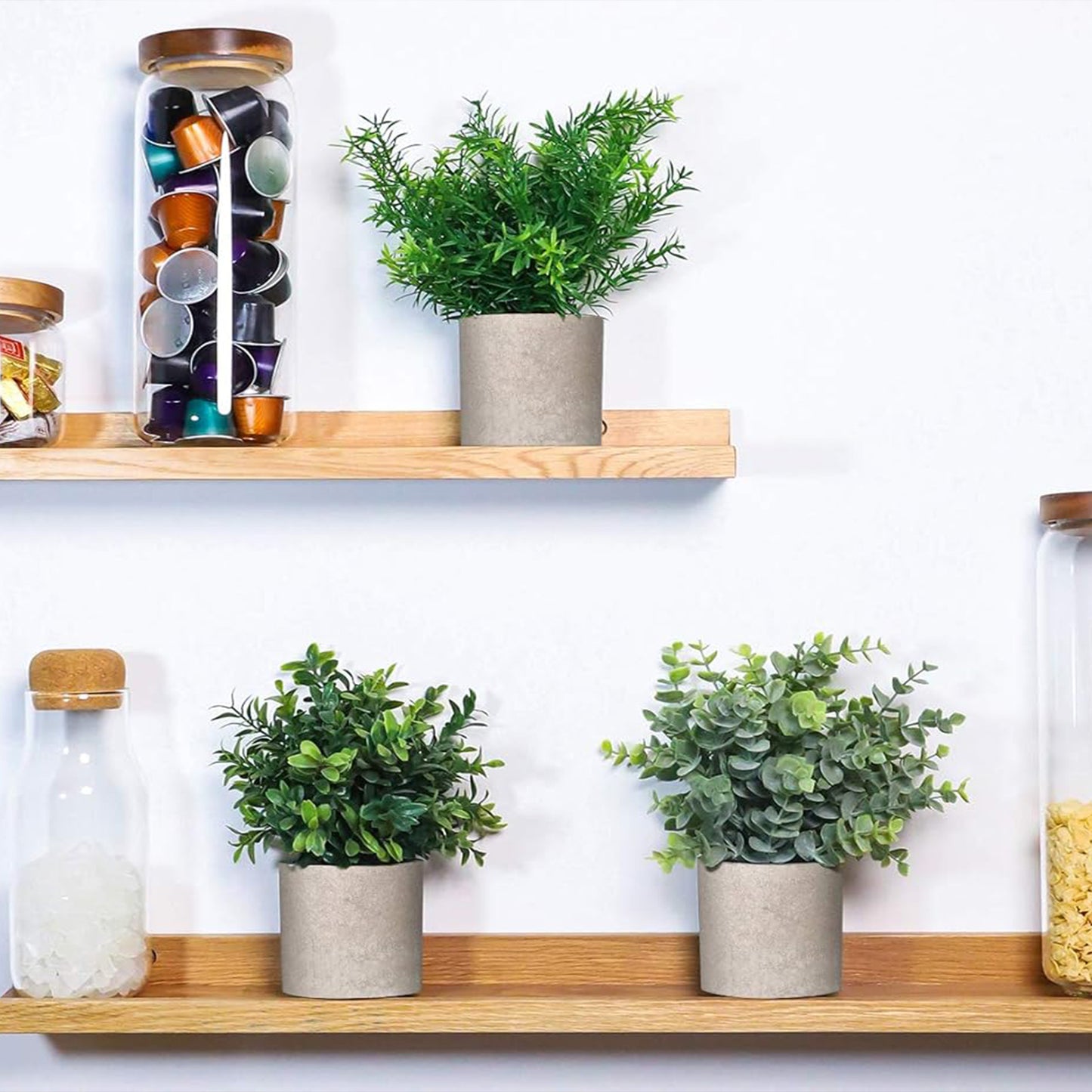 3Pcs Mini Potted Artificial Plastic Green Plants