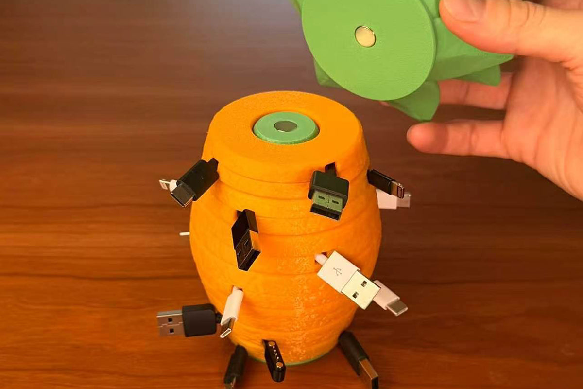 3D Printed Pineapple Cable Organizer for 7 Charging Cables