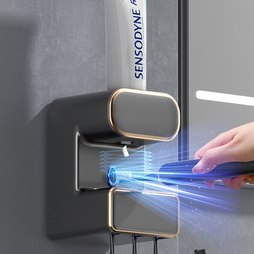 Electric Toothpaste Dispenser with Toothbrush Holders