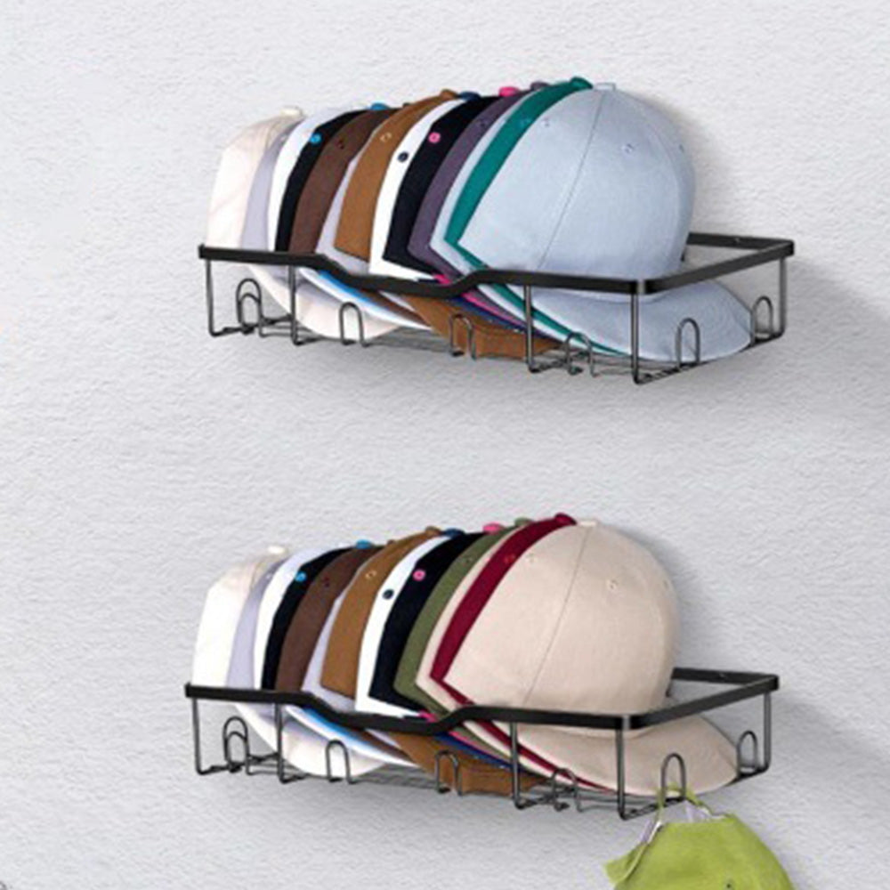 2Pcs Metal Hat Racks for Baseball Caps Wall Hat Organizer Wall Mounted Caps Holder