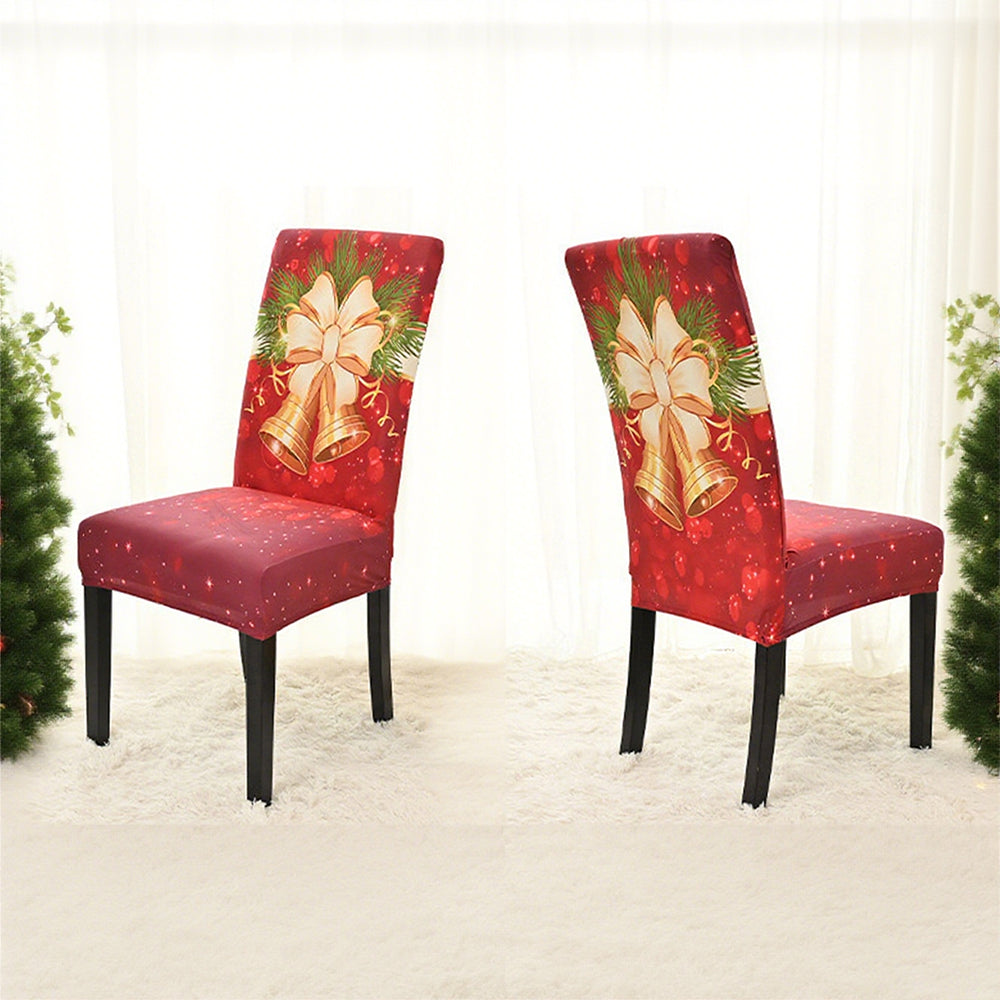 4Pcs Christmas Dining Chair Covers Stretch Washable Spandex Slipcovers for Holiday Decoration