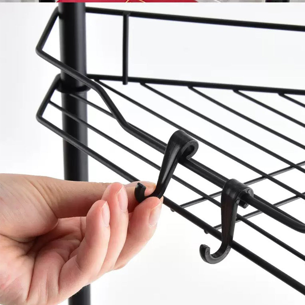 4 Tier No Drill Corner Shower Shelf with Hooks