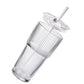 2Pcs Iced Coffee Cups with Lid Ribbed Glass Tumbler with Straw Leak Proof Reusable for To Go
