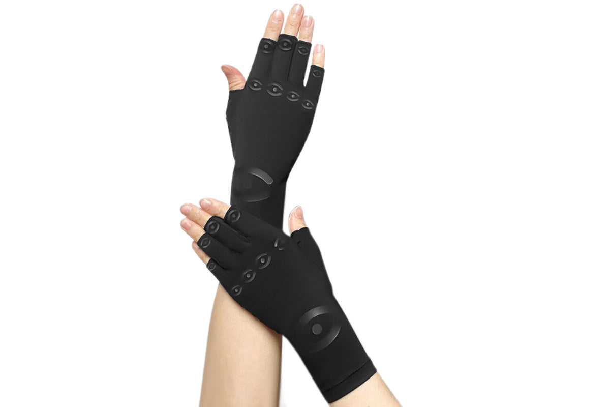 Breathable Half-Finger Gloves with Grip Pads-Black