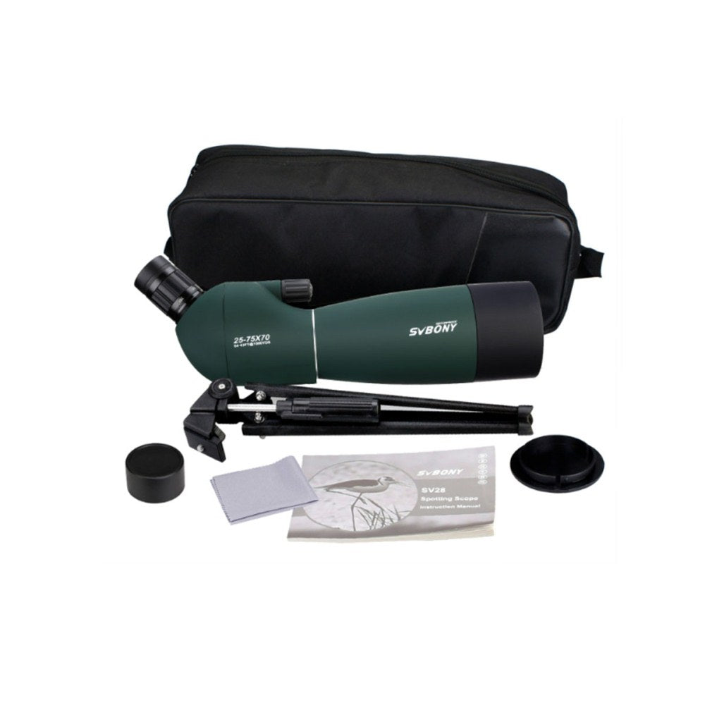 Angled 25-75x70mm Spotter Scope with Phone Adapter and Tripod