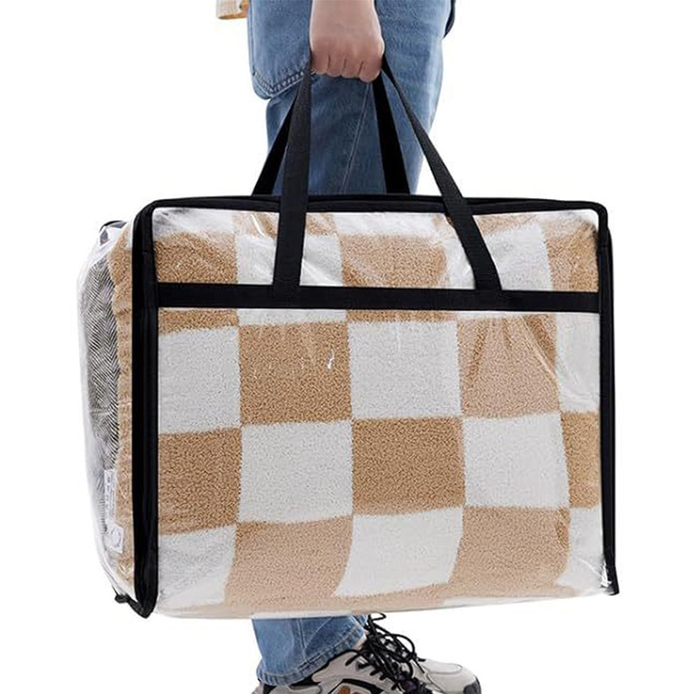 3PCS 60L Clear Plastic Storage Bags with Zipper for Clothing Blanket Comforter