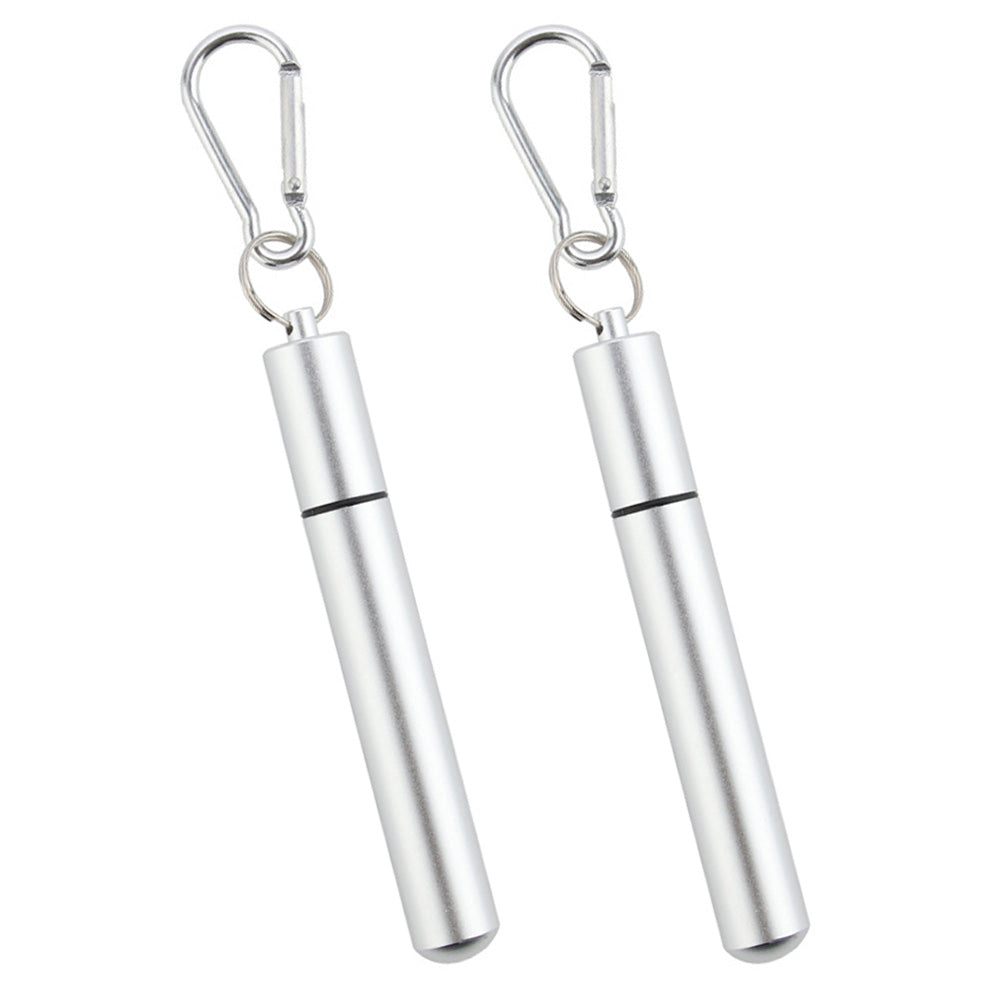 2 Pack Collapsible Stainless Steel Travel Straws with Keychain Cases