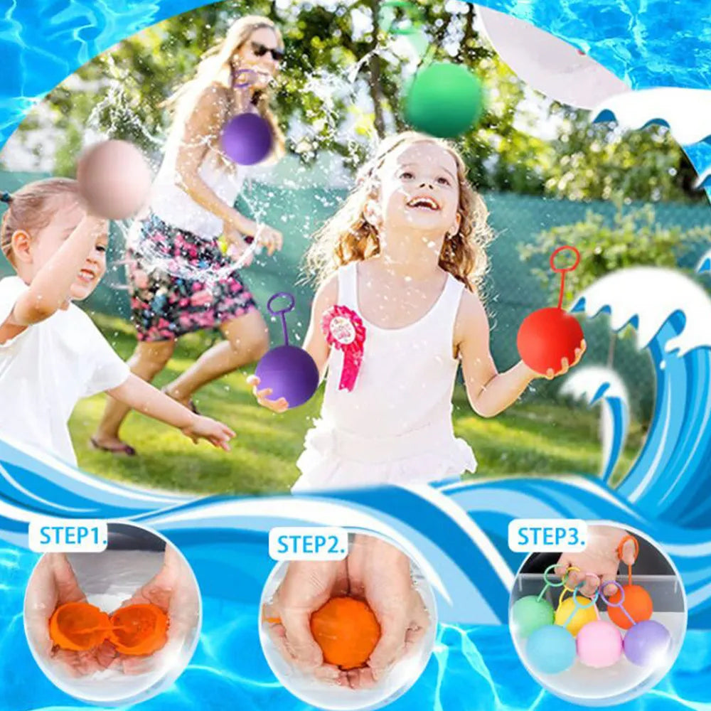 6Pcs Reusable Water Balls Quick Fill Water Balloons Bombs Water Fight Toy