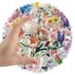 50 Pcs Floral Transparent PET Stickers DIY Decals for Phone Case Cup Laptop