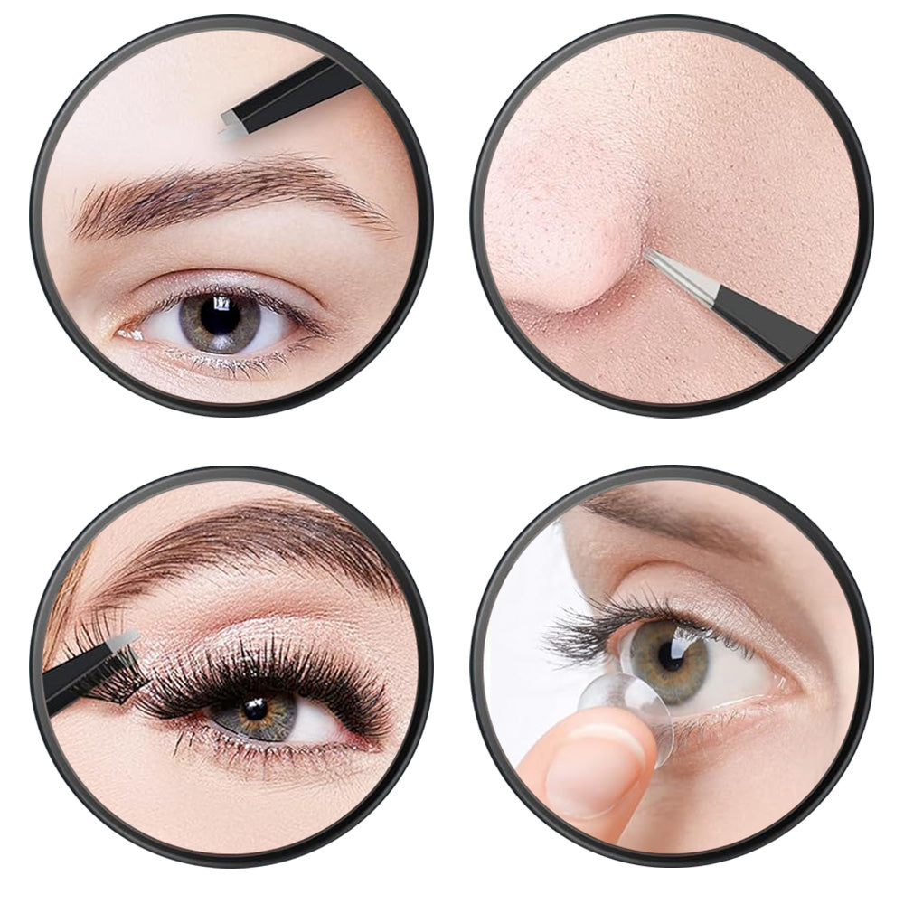Magnifying Mirror Round Suction Cup Magnifier with Tweezers