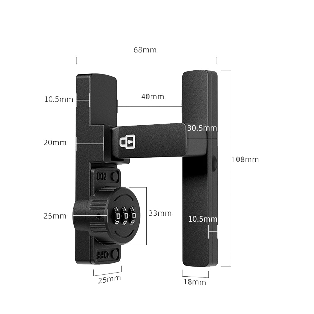 2Pcs Black Password Right Angle Luminous Lock Sliding Barn Door Latch