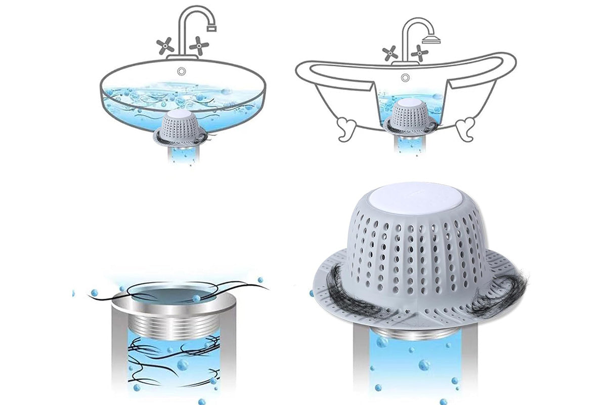 Bathtub Drain Hair Catcher Silicone Shower Hair Catcher for Pop Up and Regular Drains