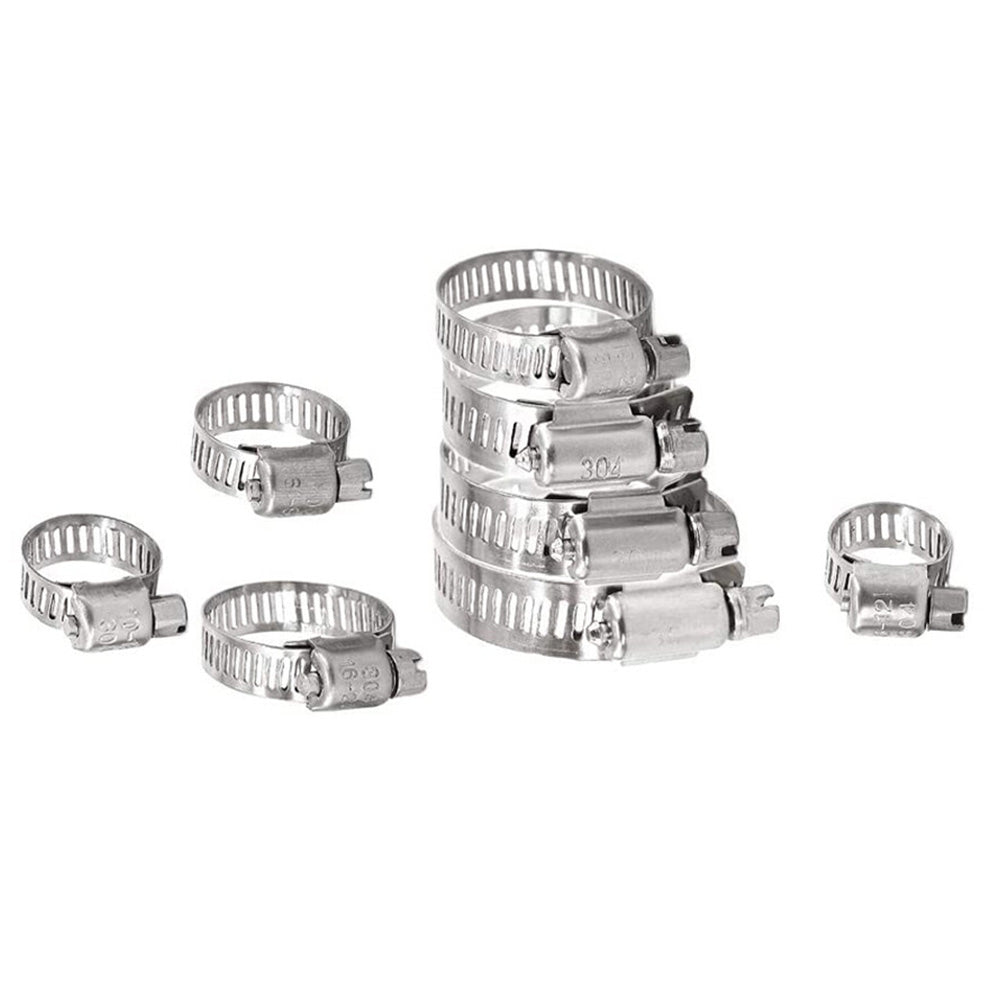 91PCS Stainless Steel Hose Clamps Clips Adjustable Range Worm Gear Pipe Clamp Kit