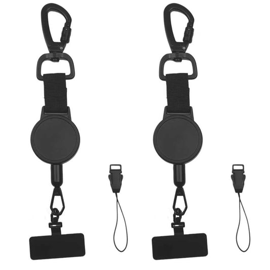 2XRetractable Phone Lanyard Locking Carabiner 360 Degree Tab for Hiking Climbing