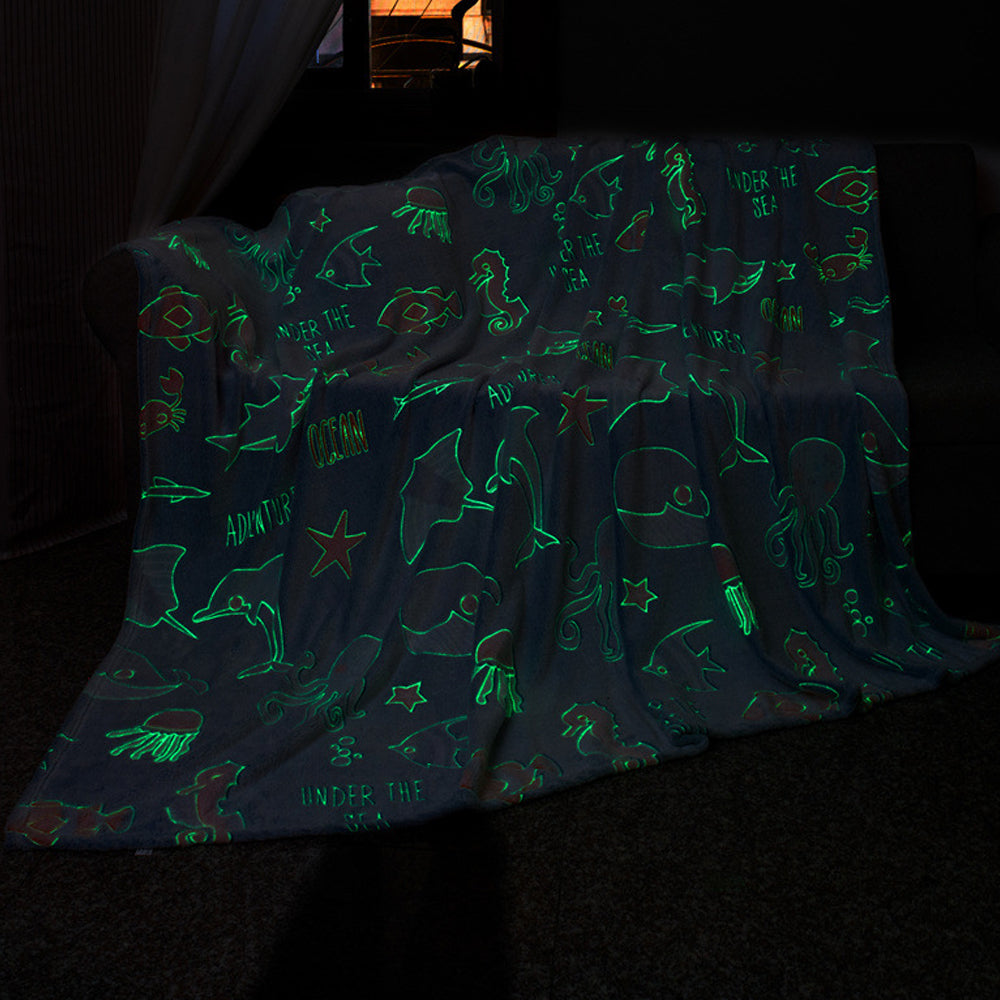 Glow in The Dark Throw Blanket Marine Life Luminous Blanket