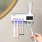 Toothbrush Holder UV Light Sterilizer Solar Powered USB Automatic Toothpaste Dispenser with 4 Toothbrush Slots