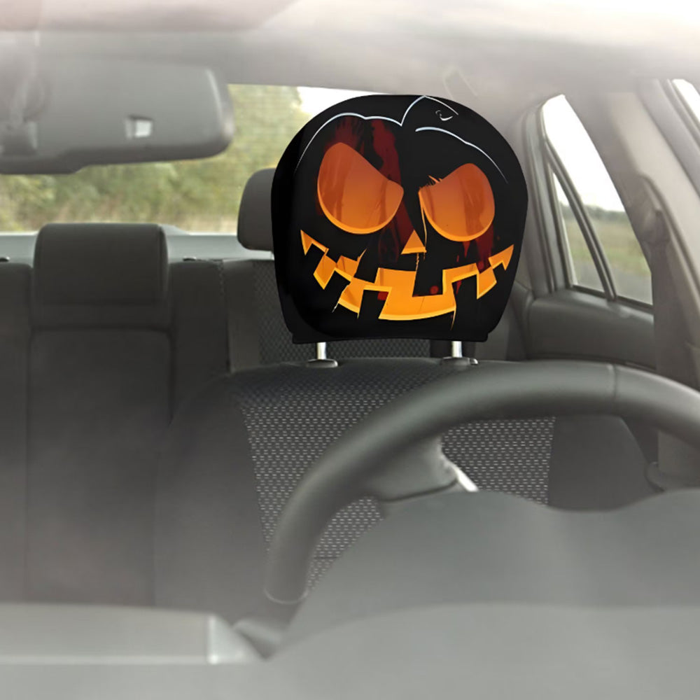 2 Pack Horror Face Car Headrest Covers for Halloween Parties and Pranks