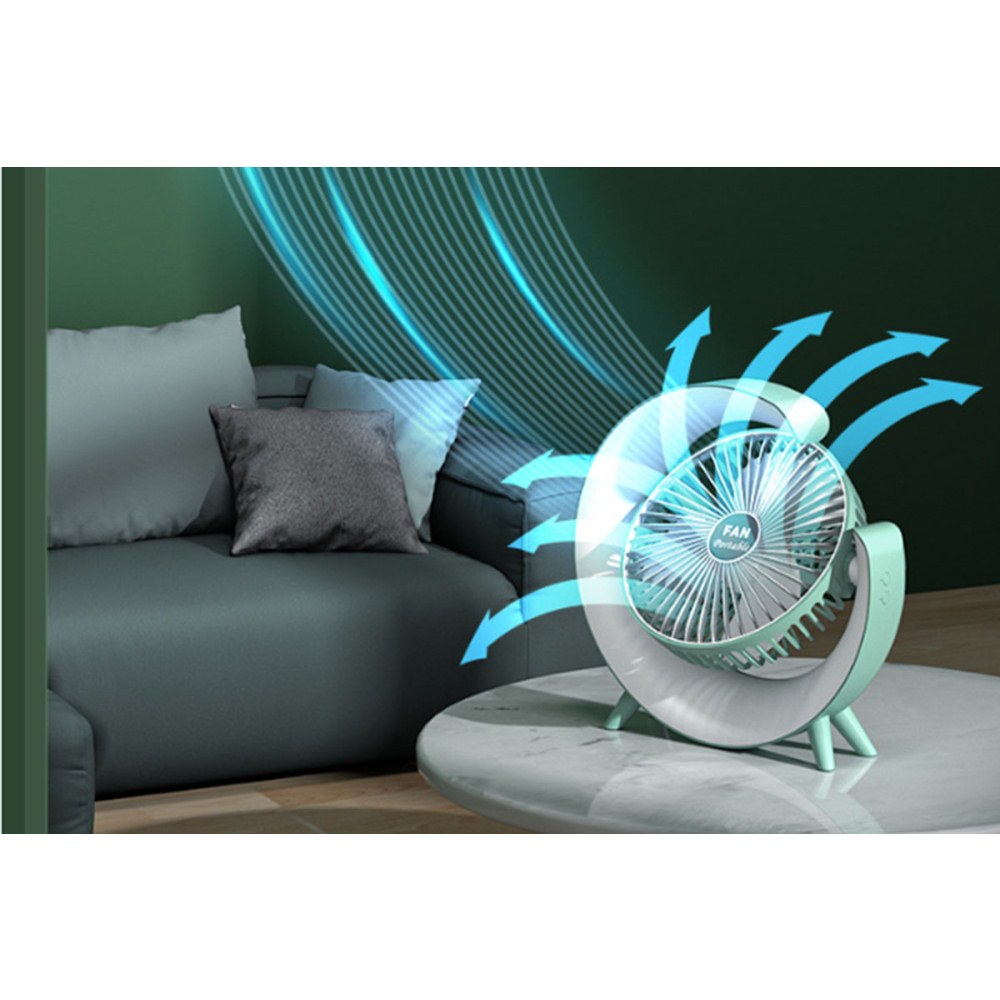 USB Desk Fan with 7Colorful Night Light  Air Circulator Fan