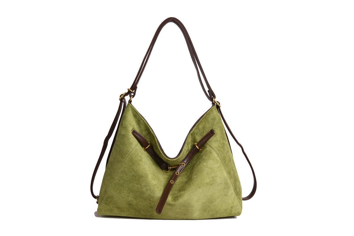 2-In-1 Vintage Suede Hobo Bag Backpack Shoulder Bag