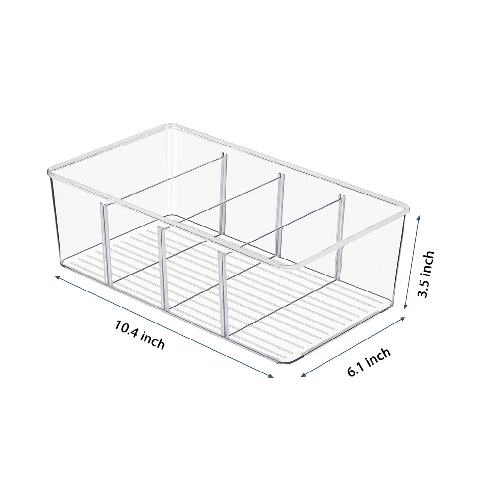 Set of 2 Clear Plastic Storage Bins Container for Pantry & Kitchen Fridge Organizer