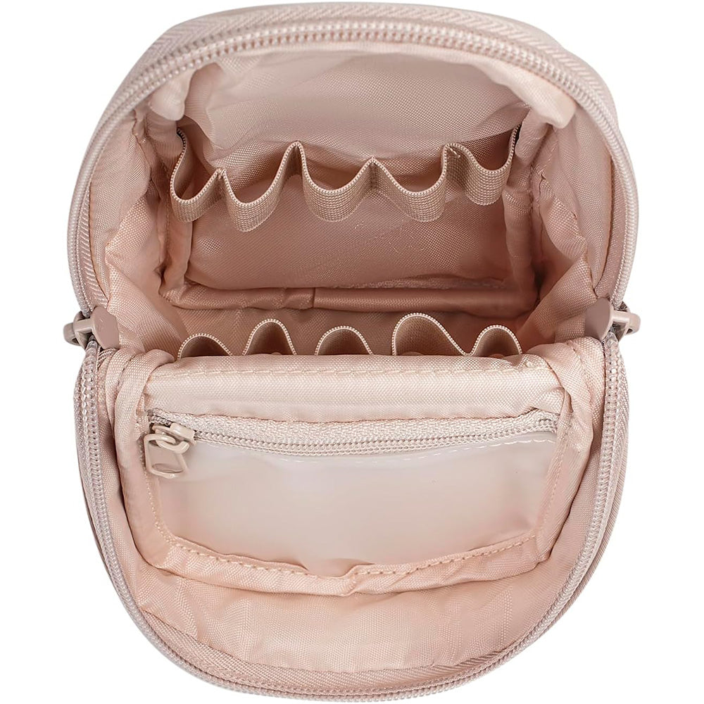 Portable PU Leather Standing Makeup Organizer Bag Makeup Brush Pouch