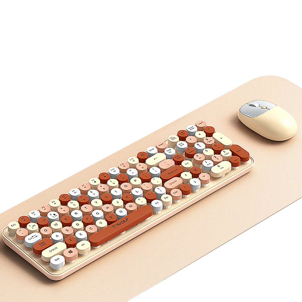 Colorful Round Key Computer Wireless Keyboard and Mouse Combo