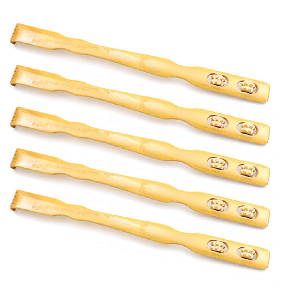 5 Pack Bamboo Back Scratcher - Dual Roller Massage Itch Reliever