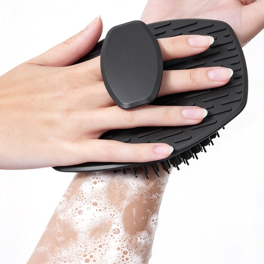 4 Piece Silicone Bath Brush Set with Long Handle Brush
