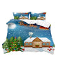 Christmas 3pcs Bedding Set Double Queen King Size Quilt Cover Pillowcases Set-Style 3