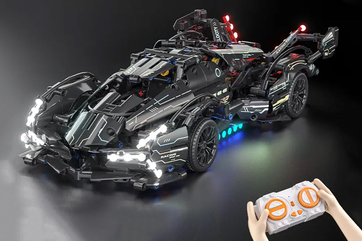 Motorized Building Blocks Car Remote and APP Dual Control RC Toy Car with LED Lights