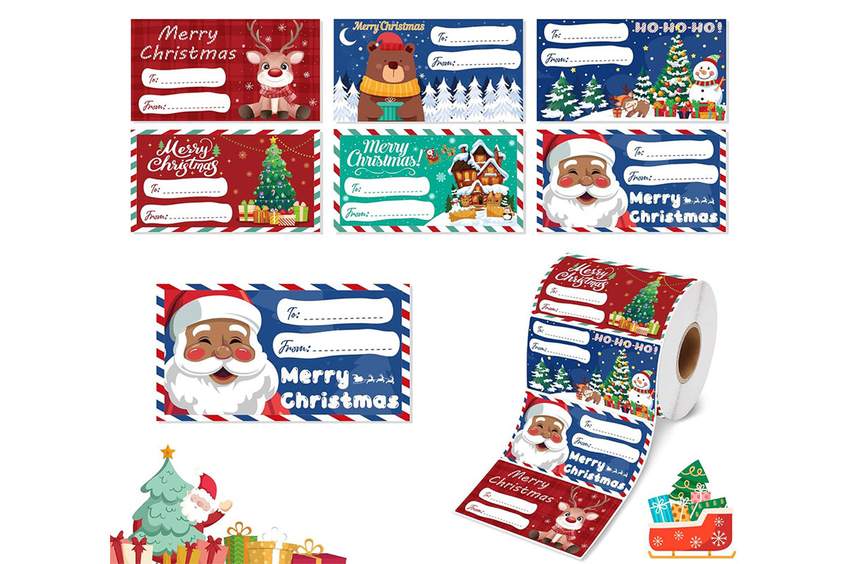 240PCS Christmas Gift Tags Cartoon Christmas Decorations For Wrapping Paper