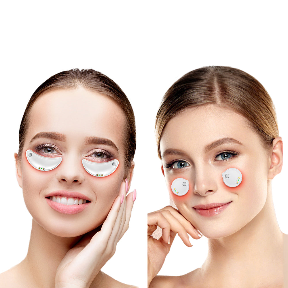 2-in-1 Electric Facial and Eye Massager Set with Red Light and Microcurrent
