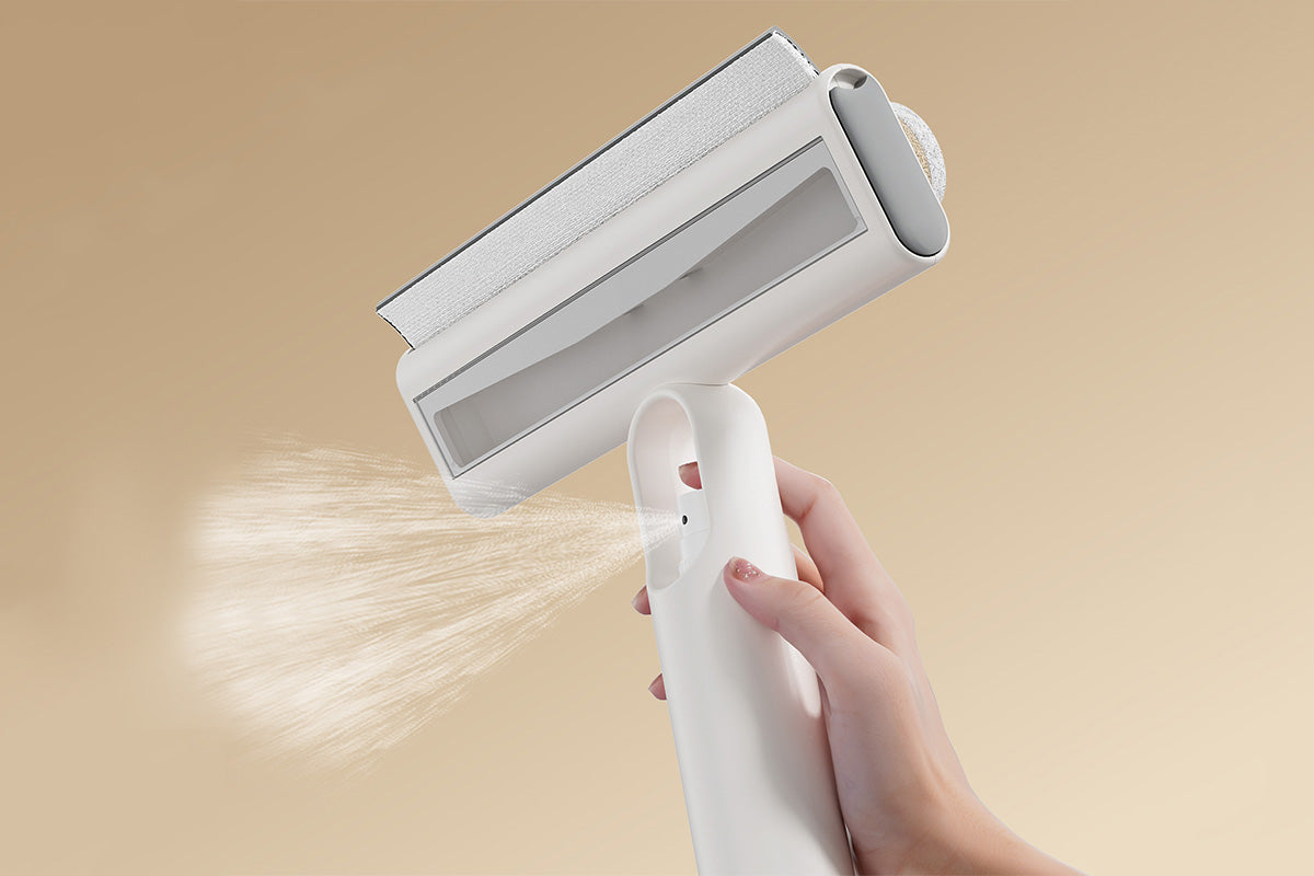 3-in-1 Mirror Spray Squeegee with Water Catchment Reservoir Window Glass Cleaning Tool