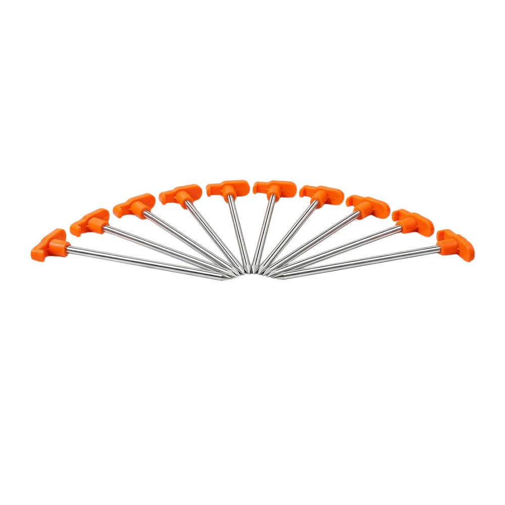 10 Pack 7 Inch Tent Stakes Carbon Steel Rustproof Orange Top for Camping Canopy Securing
