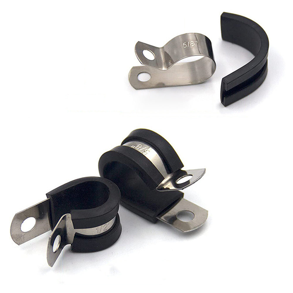 52 PCS Rubber Lined P Clips with Storage Case Stainless Steel Cable Clamps in 6 Sizes