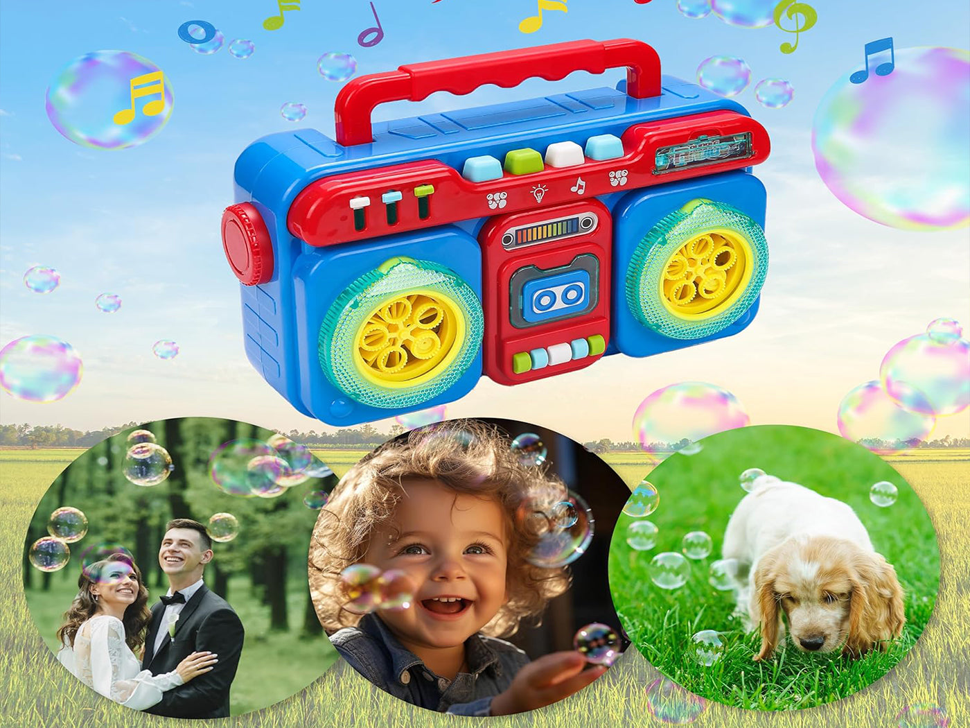 Kid's Automatic Musical Light-Up Bubble Machine Toy