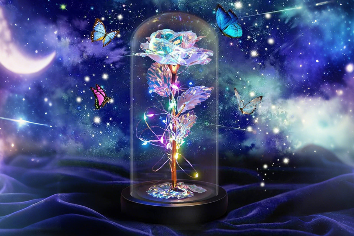 Eternal Rose Night Light in Glass Dome with LED