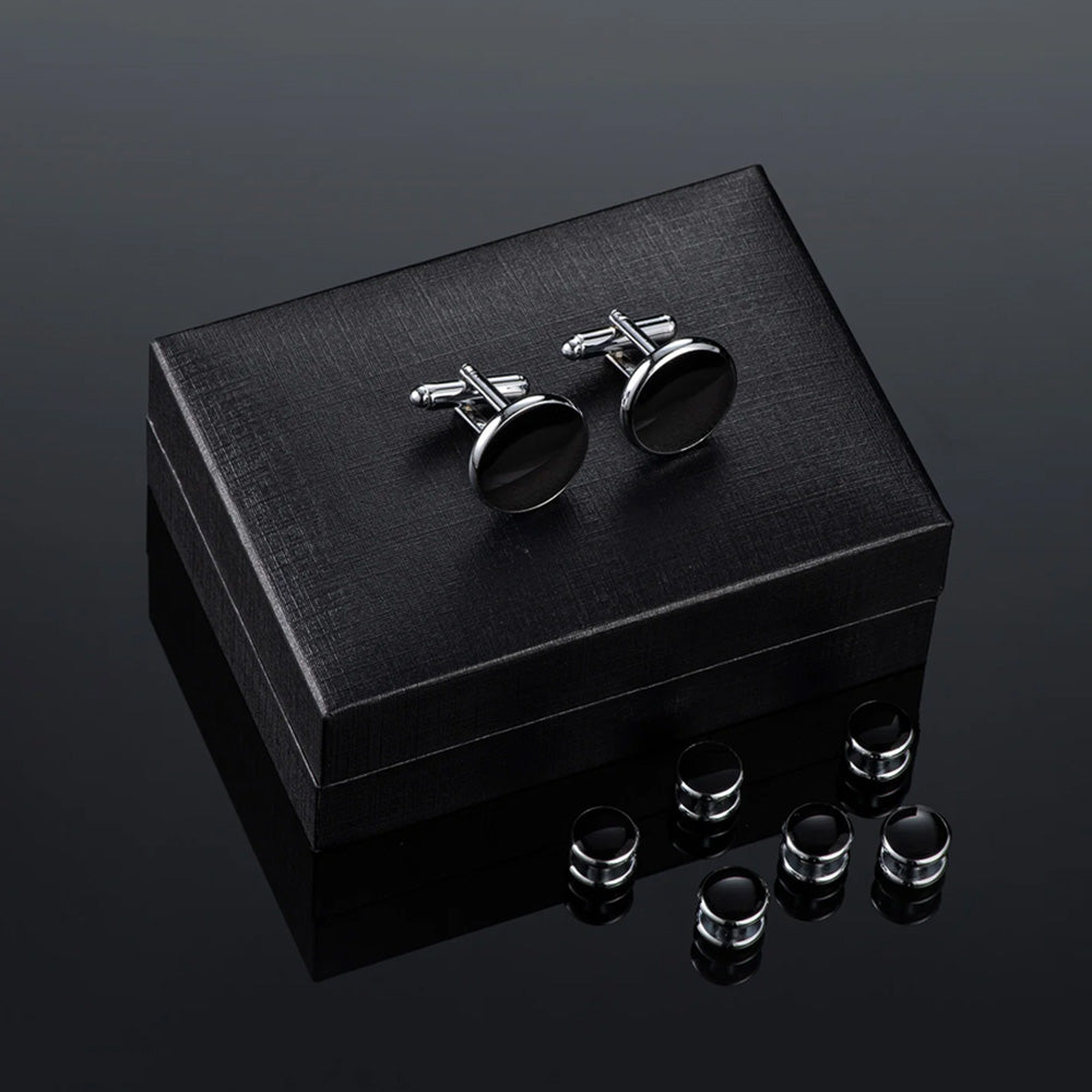 8 Pcs Men Tuxedo Cufflink and Shirt Stud Set for Weddings and Parties
