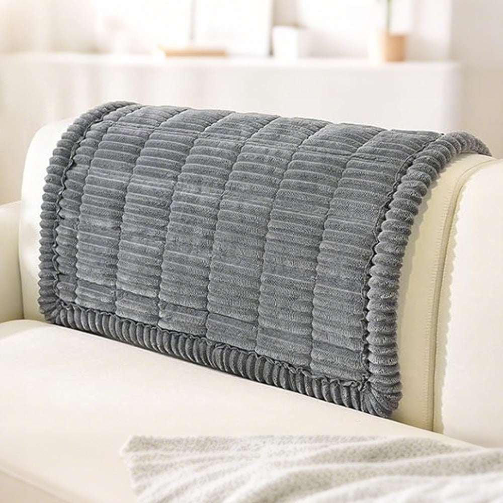 Sofa Armrest Cover Winter Thick Flannel Armchair Pad