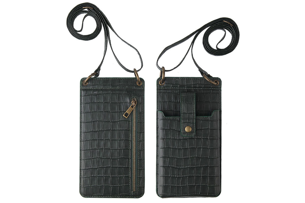 3-in-1 Wallet Card Holder PU Leather Crossbody Phone Bag Phone Purse with Mirror