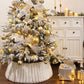 White Christmas Tree Collar With Stripe Textured Pattern Christmas Tree Skirt Base