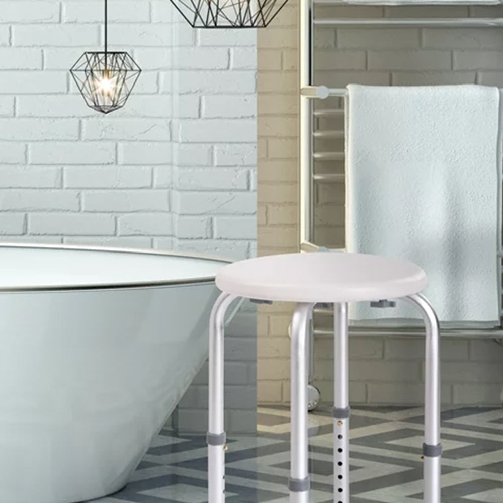 Round Adjustable Height Shower Stool With Anti-Skid Legs