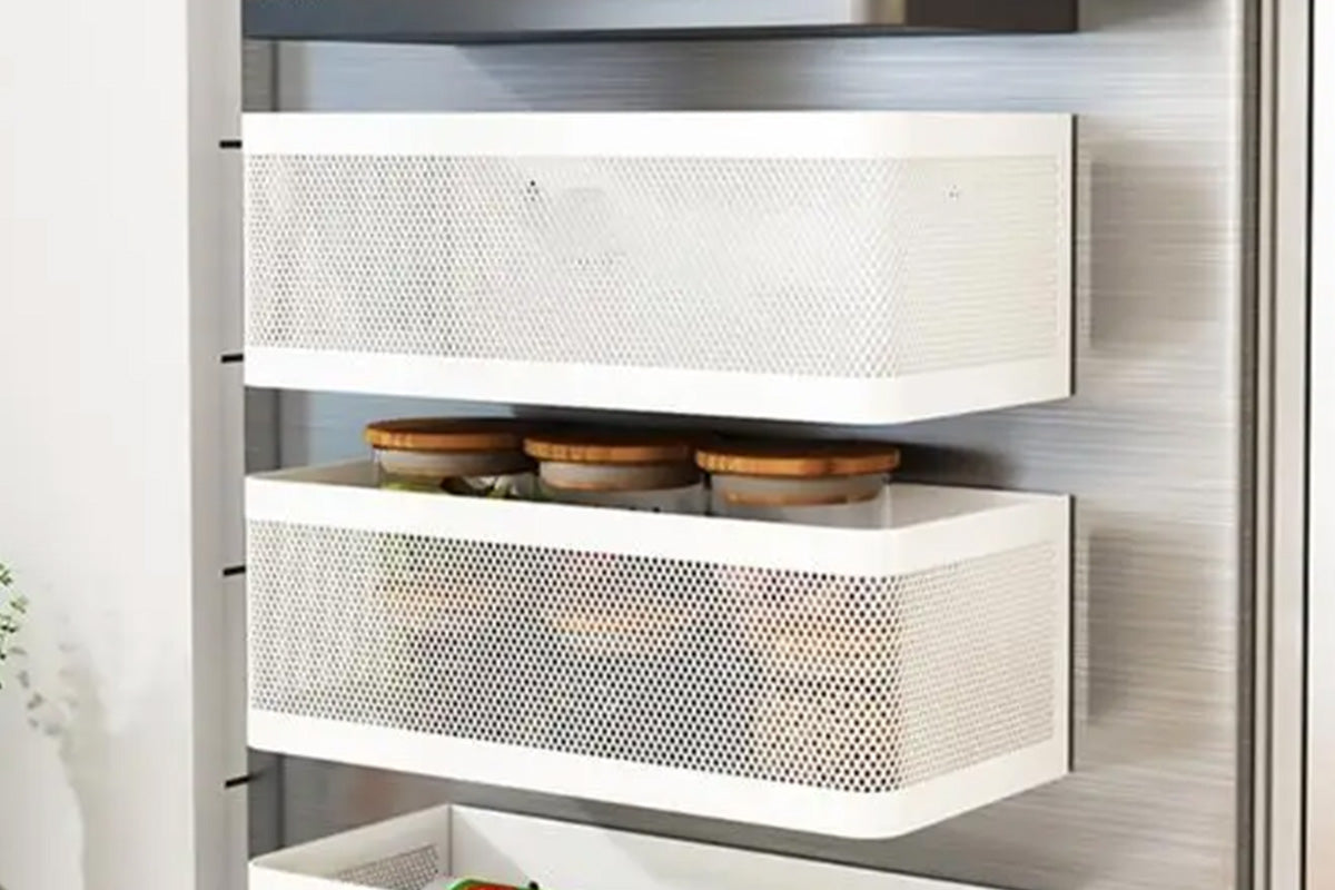 No-Drill Wall-Mounted Metal Storage Rack for Kitchen & Bathroom Garlic Ginger Green Onion Organizer