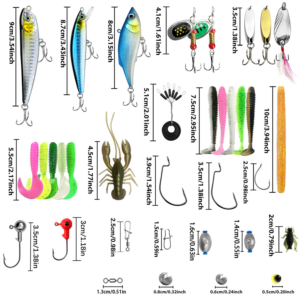 138Pcs Fishing Lure and Tackle Kit with Box
