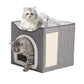 Foldable Cat Condo 2 Layer Cat Cube Box Kitten Cave with 2 Cosy Cushion