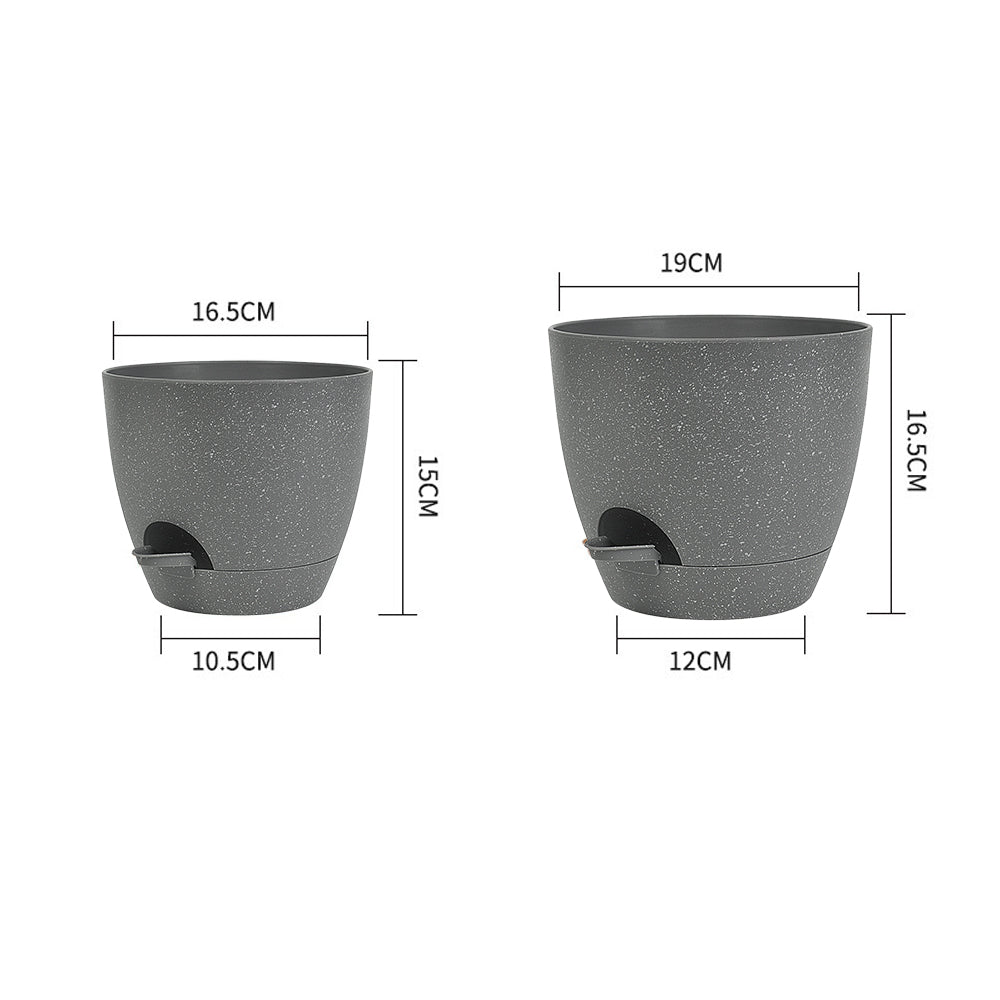 3Pcs Round Self Watering Planters Pot with Drainage Hole and Tray
